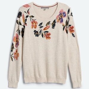 Daniel Rainn Cream Floral Crew Neck Sweater